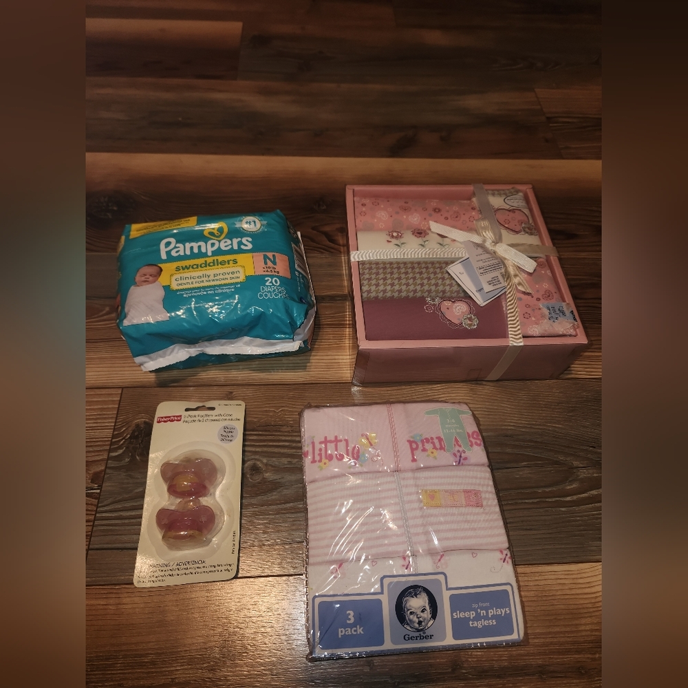 Baby Essentials Bundle with Pampers and Pacifiers